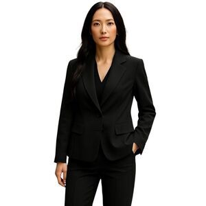 Express Women's 1 Button Blazer Jacket Size 4 Black Suit Coat Lined